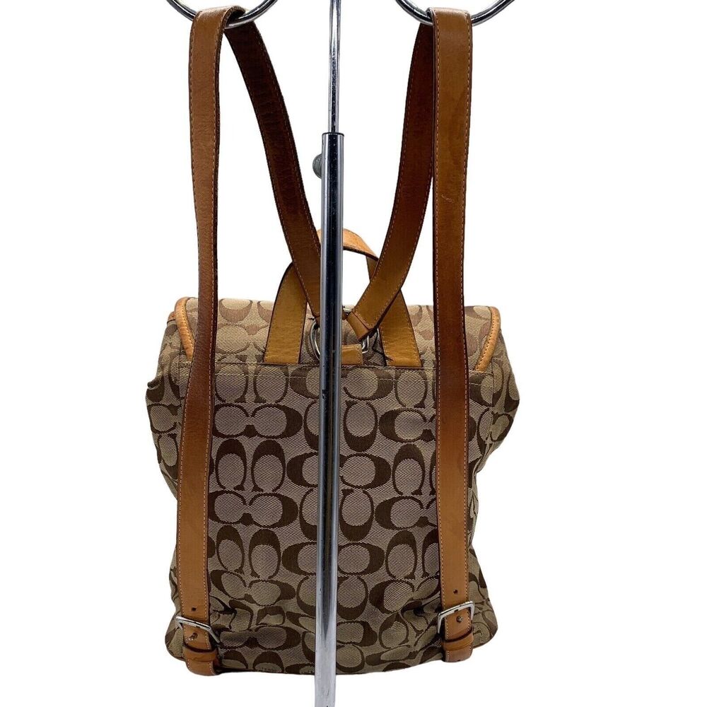 Vintage COACH Backpack Monogram CC Print Tan Beige Leather Y2K CLASSIC - Picture 5 of 12